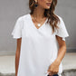 V-Neck Flutter Sleeve Blouse