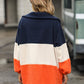 Color Block Quarter-Zip Teddy Pullover