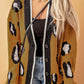 Animal Print Contrast Trim Button Front Cardigan