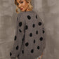 Polka Dot Open Front Dropped Shoulder Cardigan