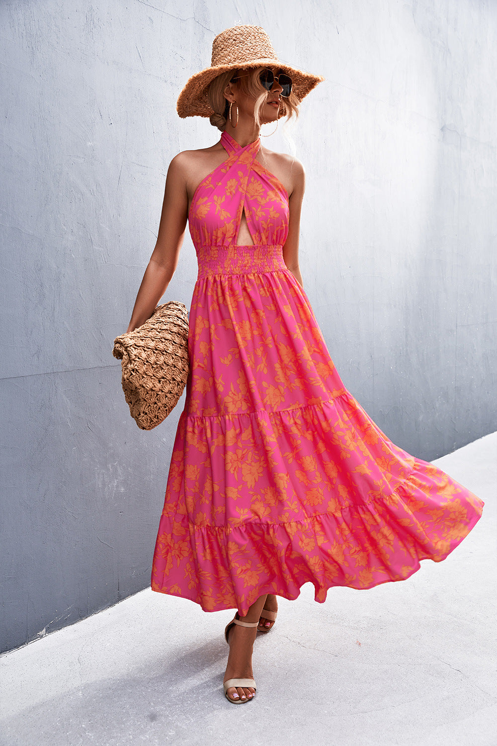 Someday Soon Printed Halter Dress