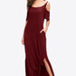 Cold-Shoulder Split Maxi Dress with Pockets
