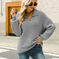 Horizontal Ribbing Johnny Collar Sweater
