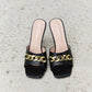 Forever Link Single Strap Chain Detail Mule Heels in Black