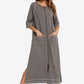 Zip Up Slit Night Dress with Pockets
