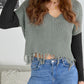 Fringe Hem Rib-Knit Sweater