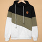 Full Size Range Color Block Cowl Neck Hoodie