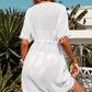 Pom-Pom Trim Drawstring Waist Deep V Cover Up