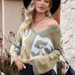 Leopard Center Seam Drop Shoulder Sweater
