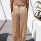 Printed Strapless Tie Waist Wide Leg Jumpsuit