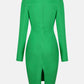 Decorative Button Back Slit Johnny Collar Bodycon Dress