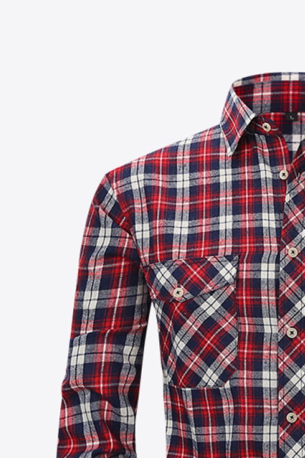 Plaid Button-Front Long Sleeve Shirt with Pockets