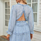 Floral Frill Trim Plunge Flounce Sleeve Dress