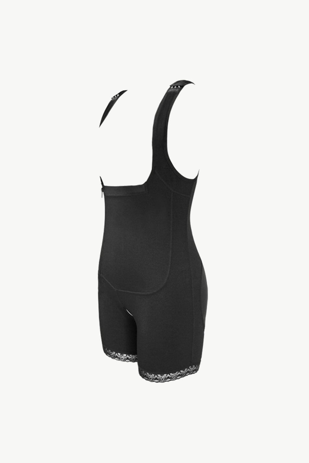 Full Size Zipper Detail Lace Trim Shapewear
