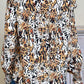 Printed Mock Neck Ruffle Shoulder Top