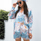 Floral Shirt and Shorts Set with Hair Scarf