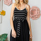 Striped Spaghetti Strap Belted Dress