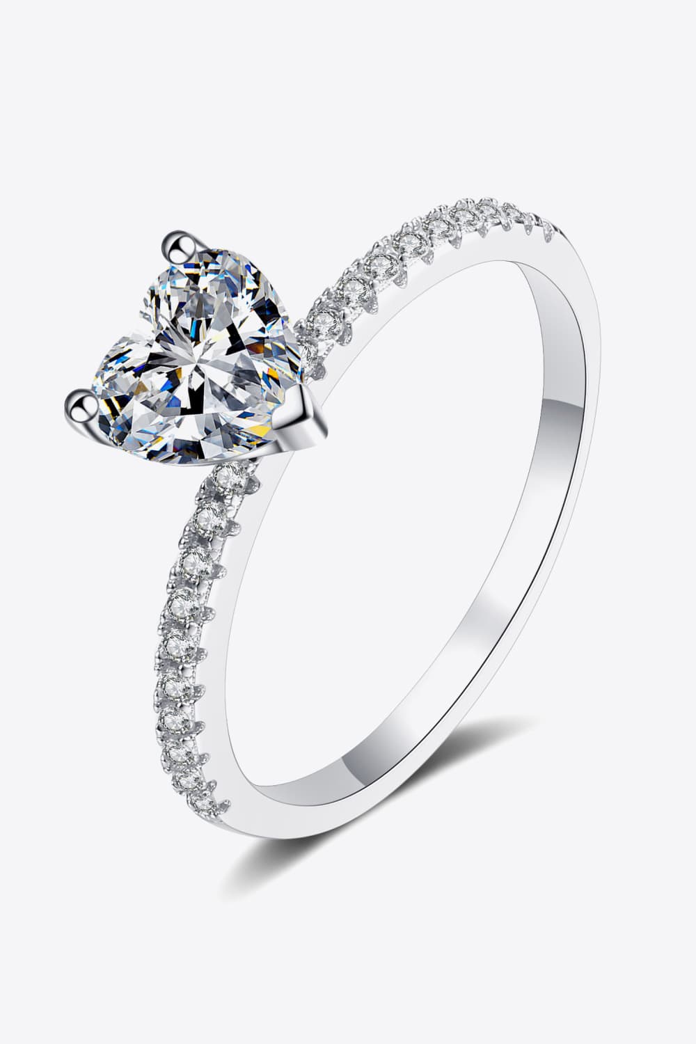 1 Carat Moissanite Heart Side Stone Ring