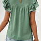 Pleated Detail Flutter Sleeve Blouse