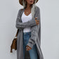 Horizontal Ribbing Open Front Duster Cardigan