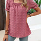 Swiss Dot Puff Sleeve Square Neck Blouse