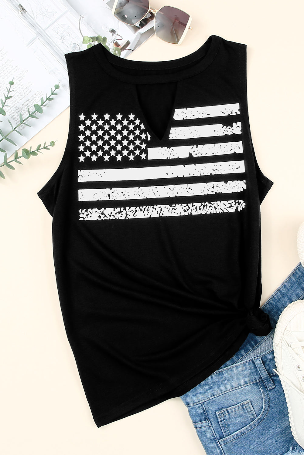Stars and Stripes Cutout Tank Top