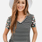 Floral Sleeves Striped T-shirt