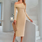 Asymmetrical Neck Slit Midi Dress