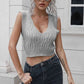 Cable-Knit Deep V Cropped Knit Vest