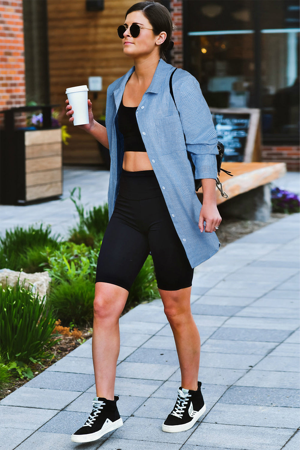 Striped Button Up Longline Shirt