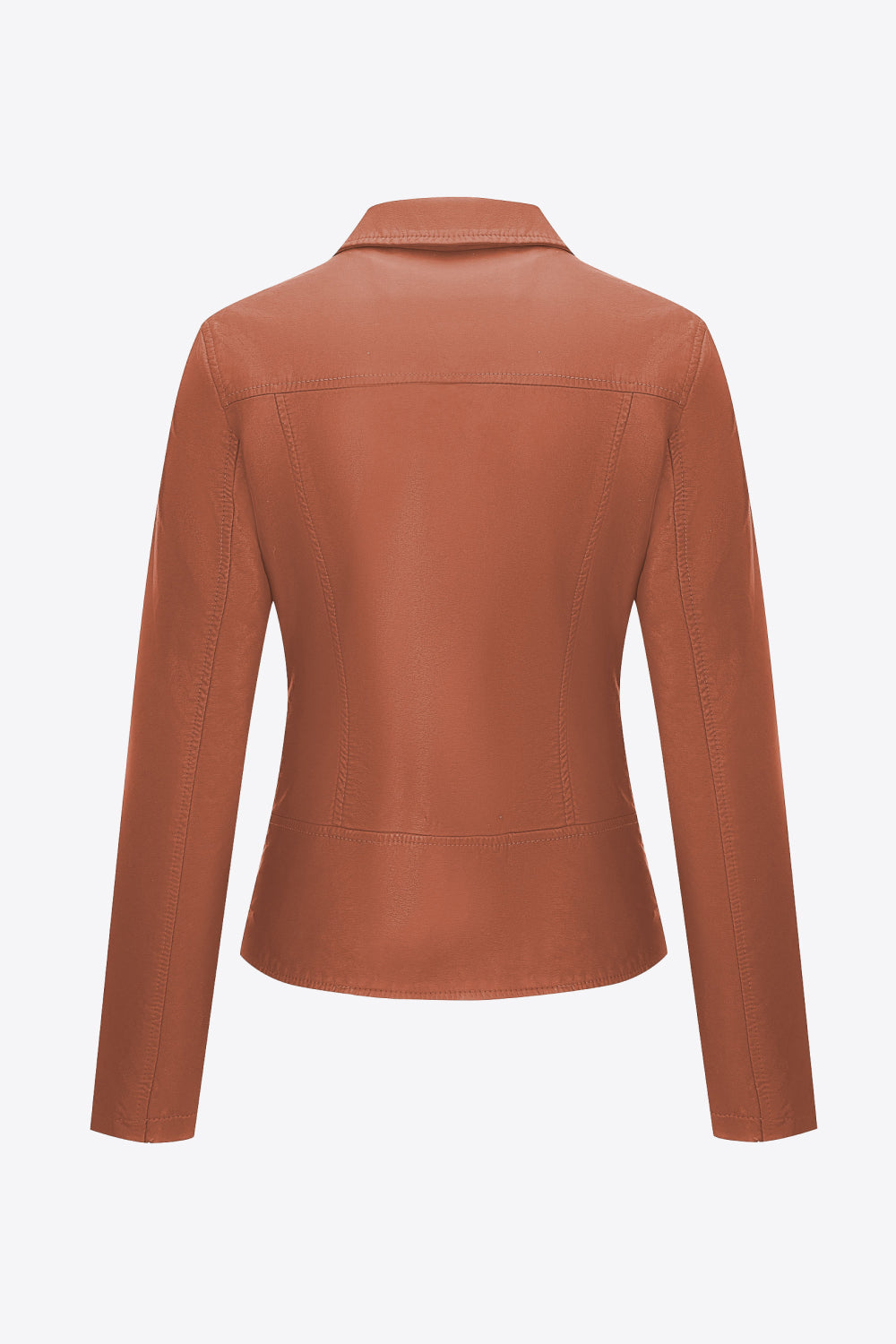 Buckle Detail Zip Up PU Leather Jacket
