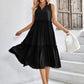 Tie Neck Frill Trim Sleeveless Dress