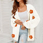 Flower Detail Open Front Cardigan