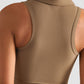 Zip Up Collared Cropped Sports Top