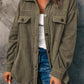 Turn Down Collar Buttoned Shirt Jacket