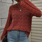 Openwork Dropped Shoulder Knit Top