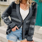 Striped Button-Front Fuzzy Cardigan