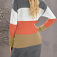 Color Block Drop Shoulder Round Neck Sweater Dress
