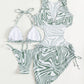 Abstract Print Tie Back Three-Piece Swim Set