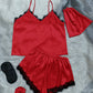 Lace Trim Cami, Shorts, Eye Mask, Scrunchie, and Bag Pajama Set