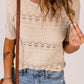 Short Sleeve Openwork Knit Sweater