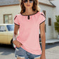 Contrast Trim Petal Sleeve Round Neck Blouse