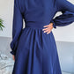 Deep V Puff Sleeve Ruched Mini Dress