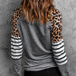 Leopard Striped Raglan Sleeve Top