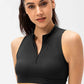 Full Size Cropped Cutout Back Zipper Front Active Tank Top
