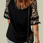 Leopard Contrast Ruffled Top