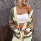 Striped Button Down Longline Cardigan with Pockets