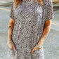 Animal Print Round Neck Tunic Tee with Pockets