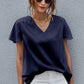 V-Neck Flutter Sleeve Blouse