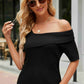 Asymmetrical Neck Rib-Knit Top